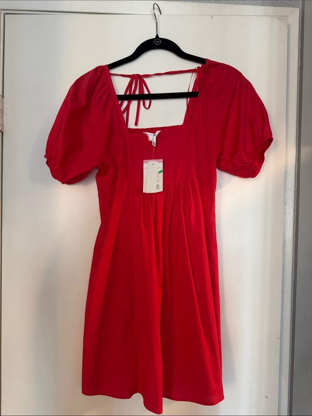 Draper James Red Midi Dress with Puff Sleeves